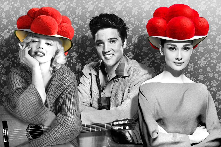 Elvis mit Audrey und Marilyn